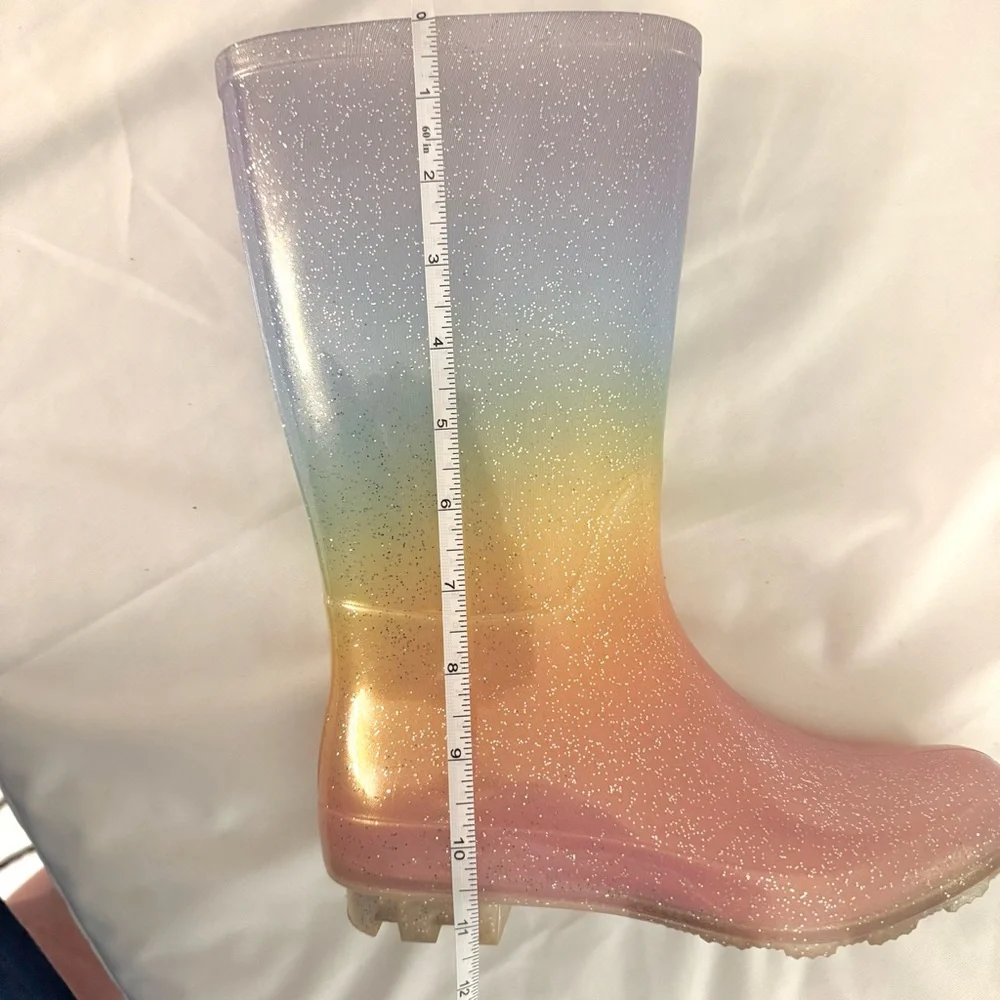 Cat & Jack Kids Cece Rainbow Glitter Rain Boots, size 2